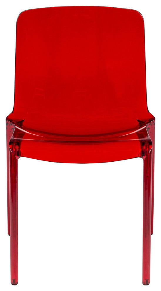 LeisureMod Murray Lucite Stackable Molded Dining Side Chair, Red