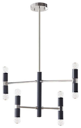 INK+IVY Gardham Arm Sphere 8-Light Chandelier, Black/Silver