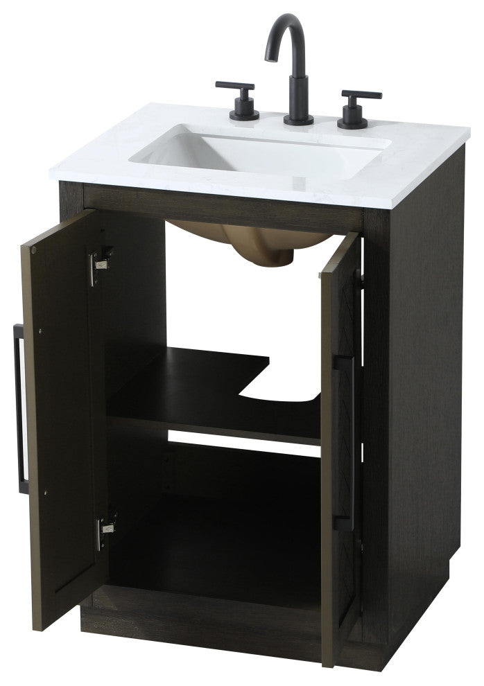 Home Living 24" Single Bathroom Vanity, Chocolate Oak
