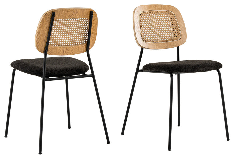 Modern Alizee Modern Rattan and Black Dining Chair Set of 2