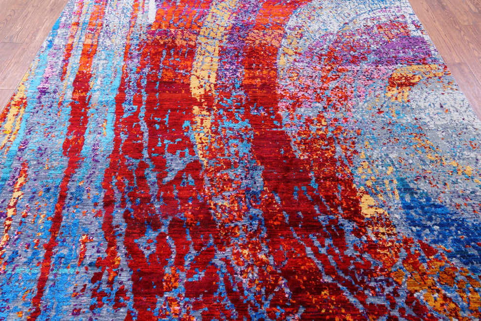 Abstract Handmade Wool & Silk Rug 8' 0" X 9' 11" - Q13700