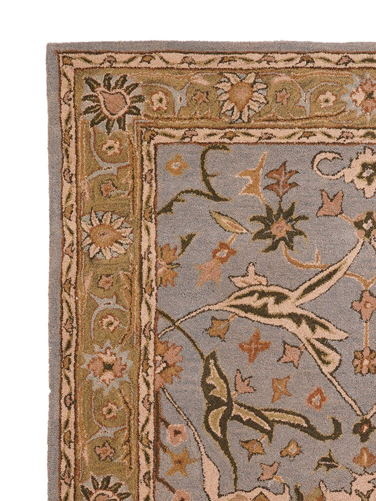 HAND TUFTED WOOL ECO-FRIENDLY AREA RUGS, Blue Green Color, Oriental Design