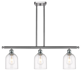 Ballston-Bella 3-Light 36" Stem Island Light, Brushed Satin Nickel, Clear