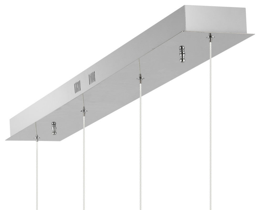 Elyse Teardrop 3-Light Iron/Acrylic Linear Pendant, Chrome/White, Width: 47"