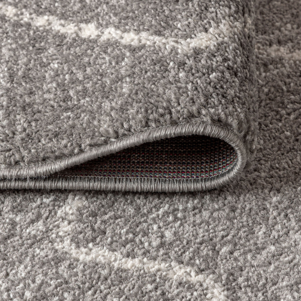 Alia Moroccan Beni Souk Area Rug, Gray/Cream, 2'x8'