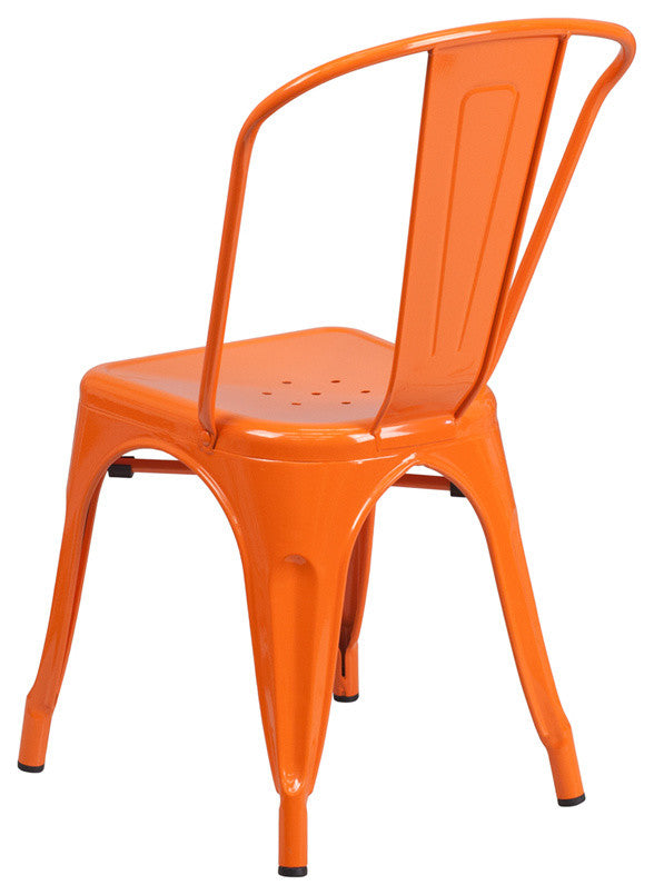 Orange Metal Indoor-Outdoor Stackable Chair