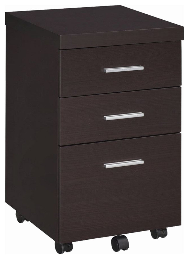 3-Drawer Mobile File Cabinet, Cappuccino
