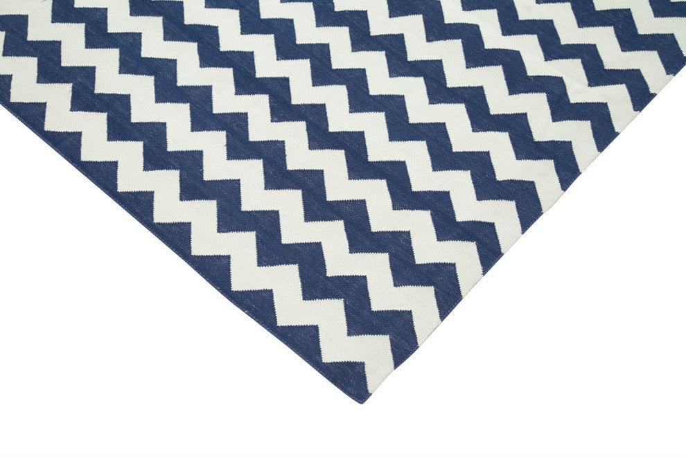 Rug N Carpet - Handmade Wool 10' 0'' x 13' 9'' Geometric Dhurrie Kilim Rug