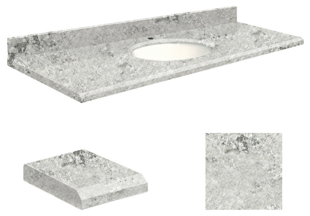 Quartz 61"x22" Vanity Top, 8" Contour, Winter Wonder, White Bowl