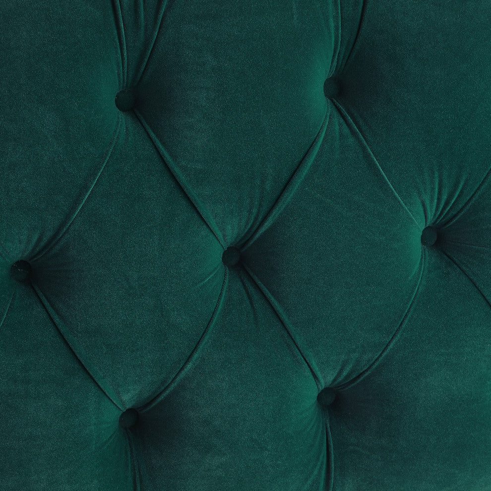 Rustic Manor Kenzley Ottoman, Upholstered, Velvet/Linen, Emerald Green