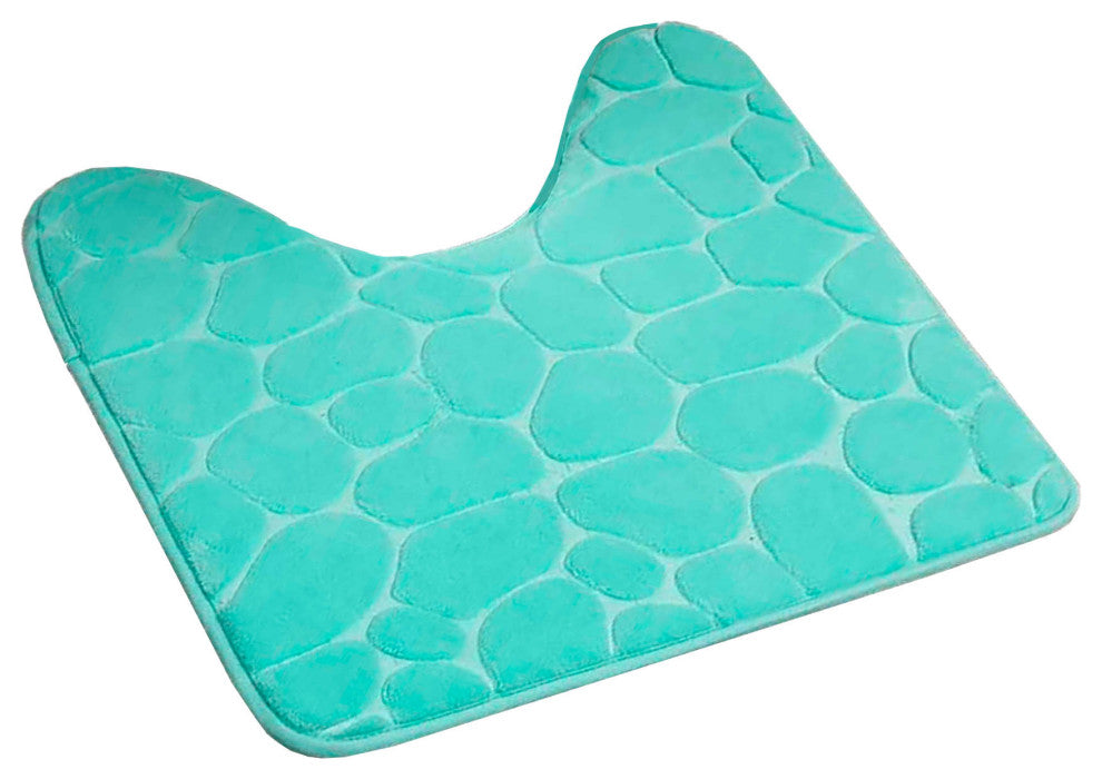 Bath Rug Memory Foam Mat 3D Pebble, Aqua Blue, Contour Rug 20"x20"