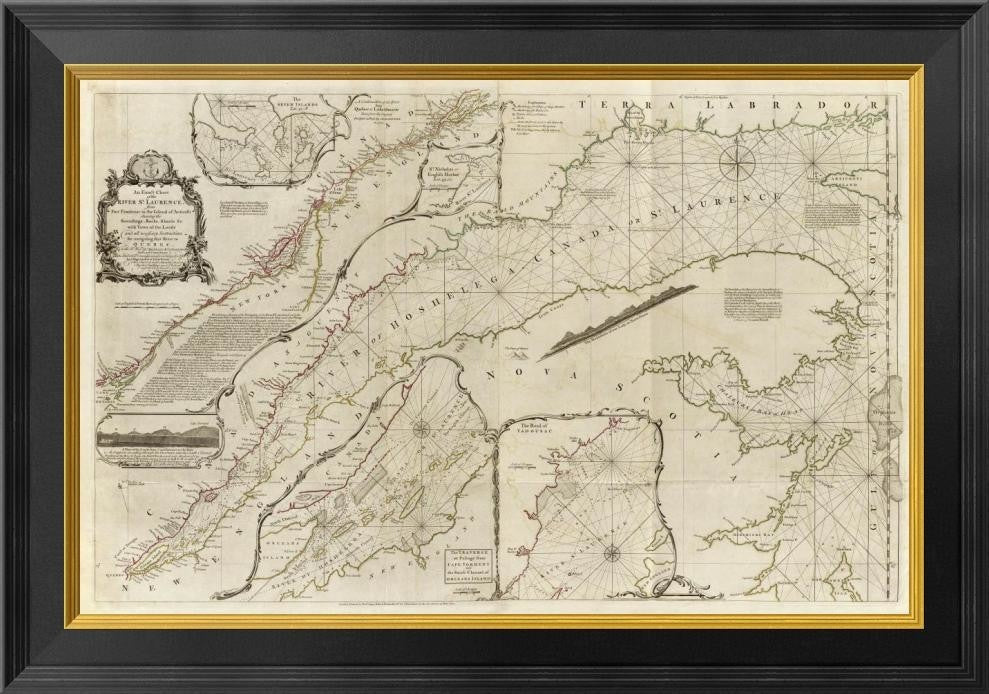 "An exact chart of the River St. Laurence, 1775"  by Thomas Jefferys, 26x18"