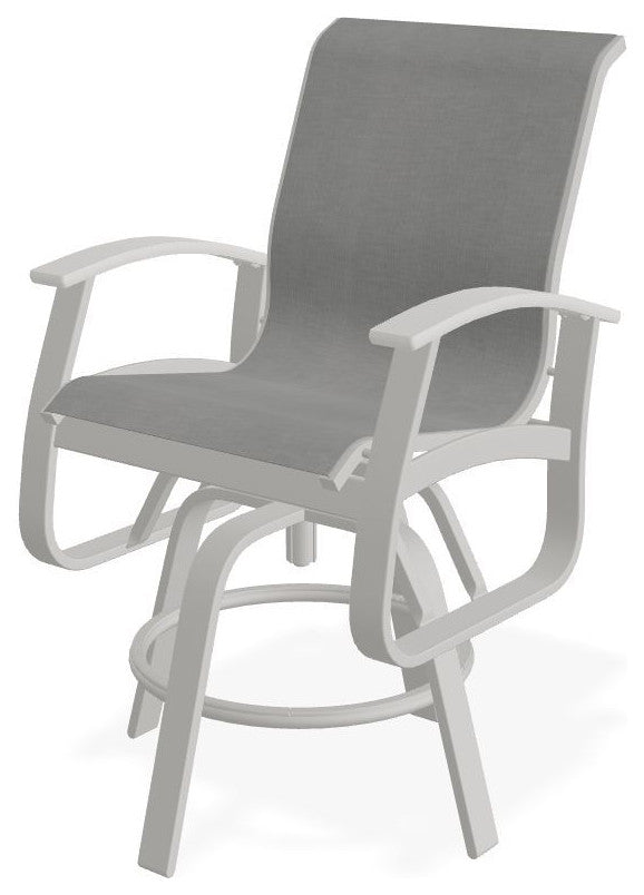 Belle Isle Sling Balcony Height Outdoor Swivel Chair, Alloy/Snow