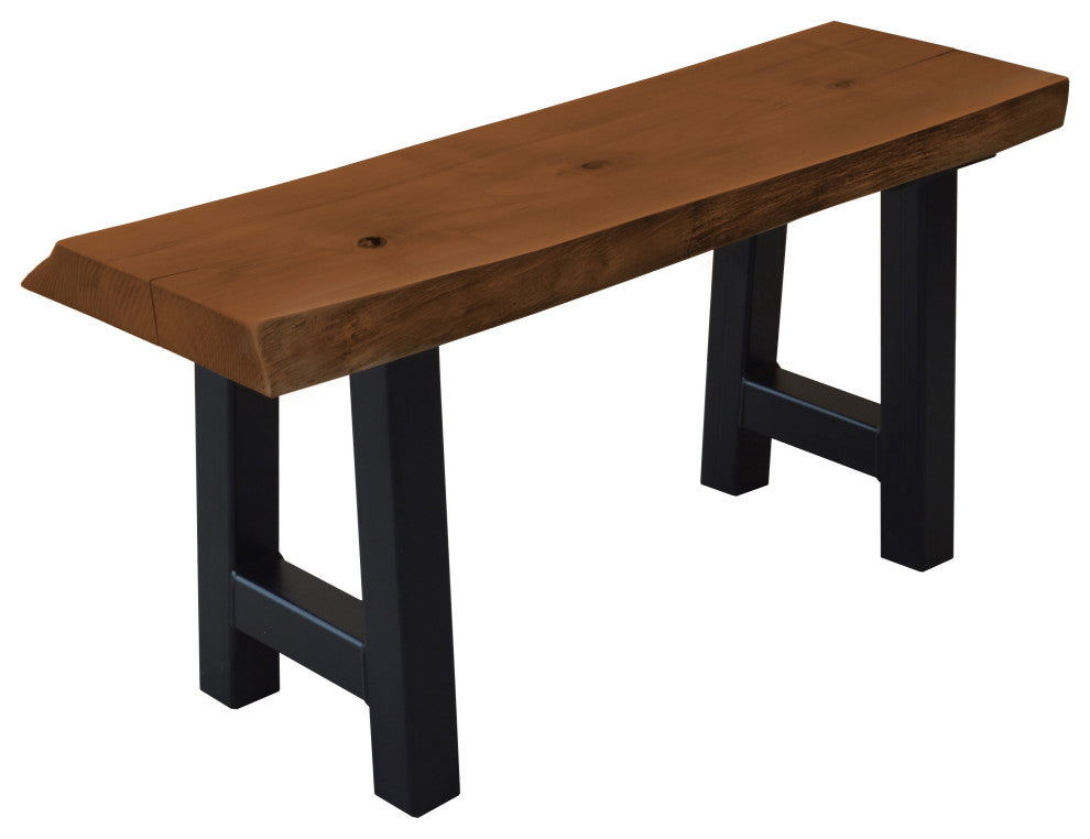 Live Edge Locust Ridgemont Bench, Mushroom Stain, 3 Foot