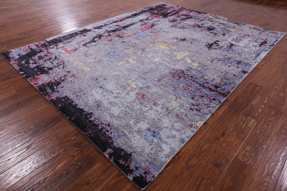 Hand Knotted Wool and Silk Modern Rug 7' 11" X 10' 3" Q7228
