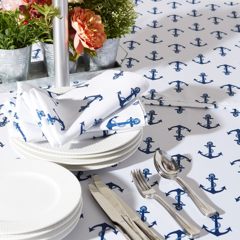 Anchors Print Outdoor Tablecloth With Zipper 60X120