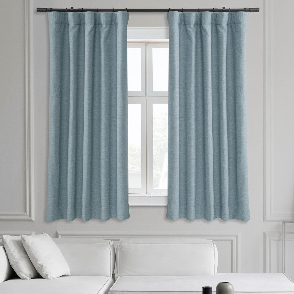 Bellino Blackout Room Darkening Single Panel Curtain, Gulf Blue, 50"x63"