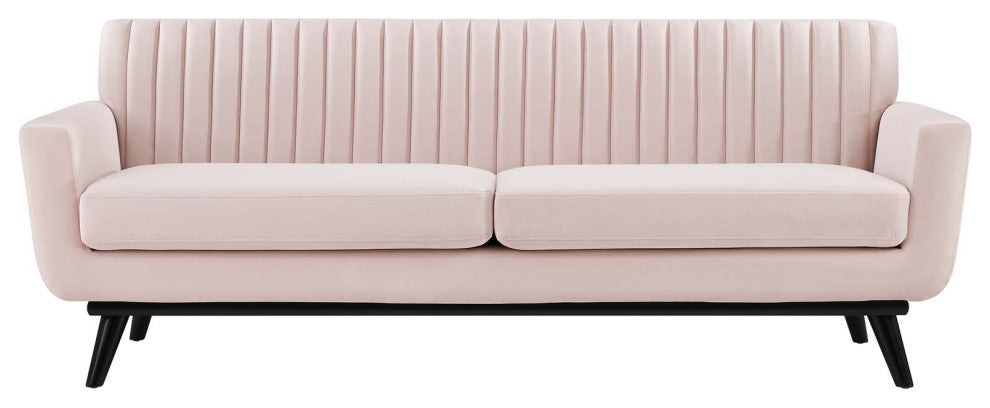 Tufted Sofa, Velvet, Pink, Modern, Living Lounge Room Hotel Lobby Hospitality