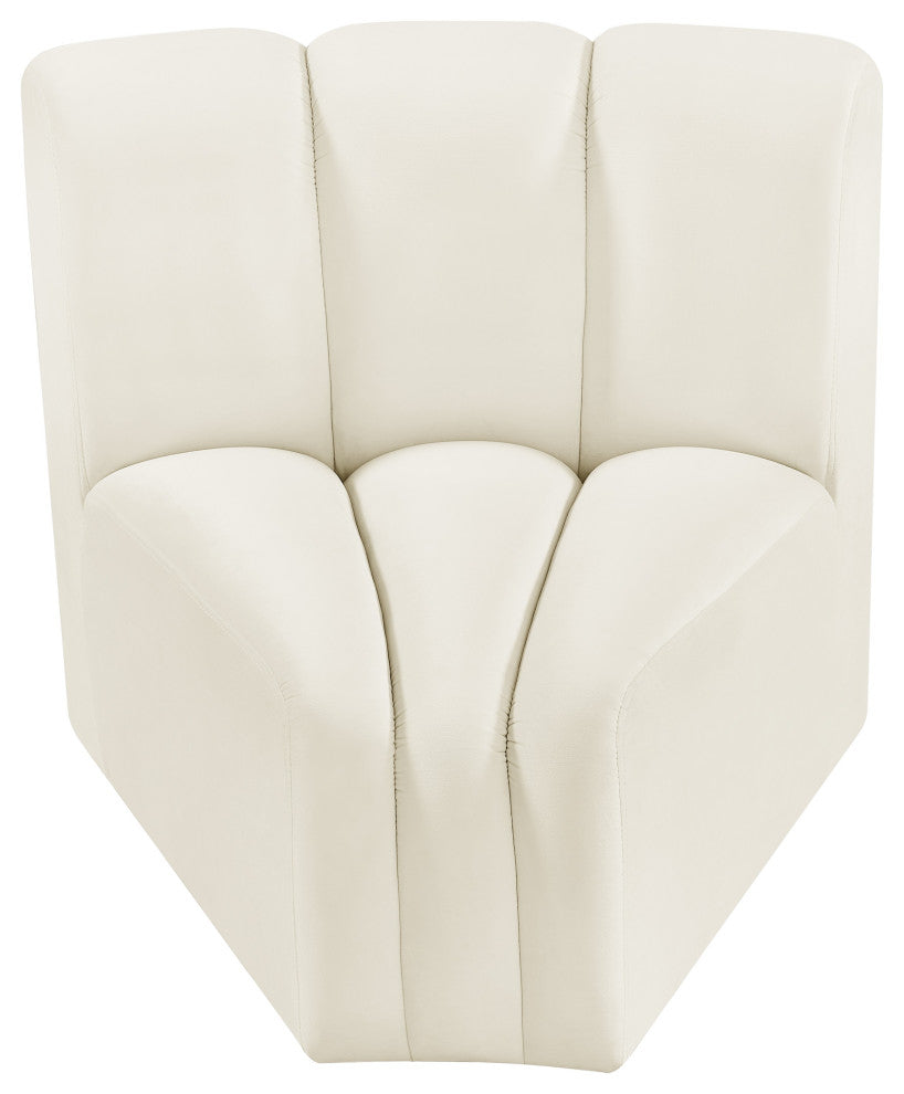 Arc Upholstered Modular Component, Cream, 1-Piece: Curved Corner, Velvet