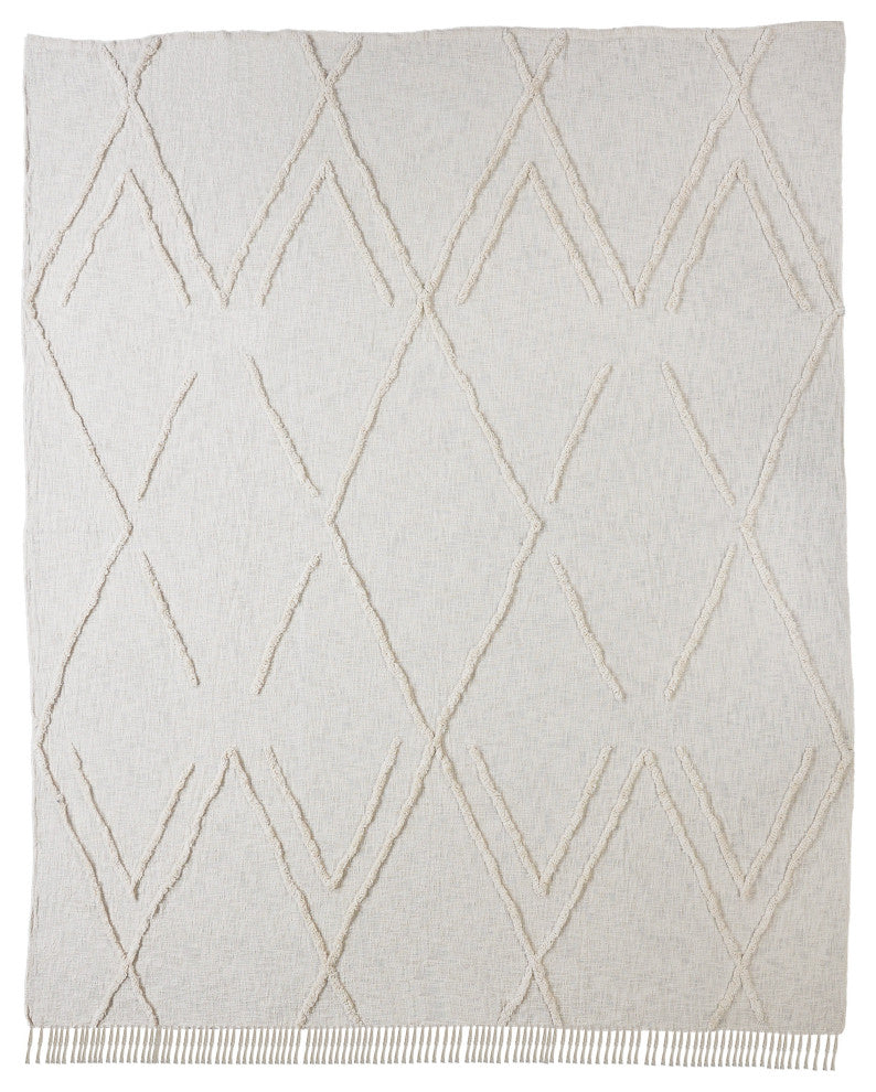 Solid Ivory Dazzling Diamond Coverlet, 90"x90"