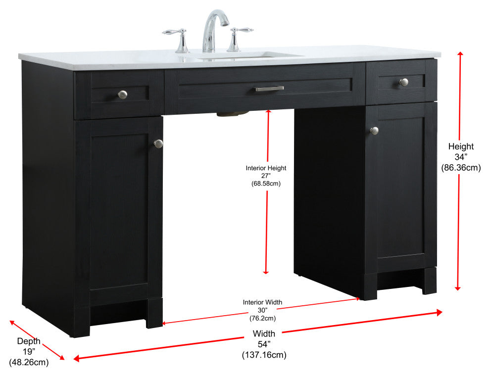 54" ADA Compliant Bathroom Vanity, Black