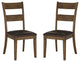 Set of 2 Brown PU Side Chair, Brown/Dark Oak