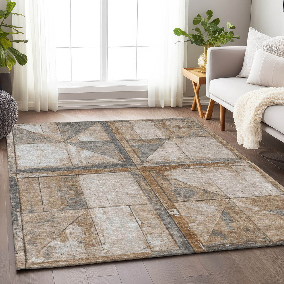 Machine Washable Indoor/Outdoor Chantille ACN1875 Copper 3' x 5' Rug