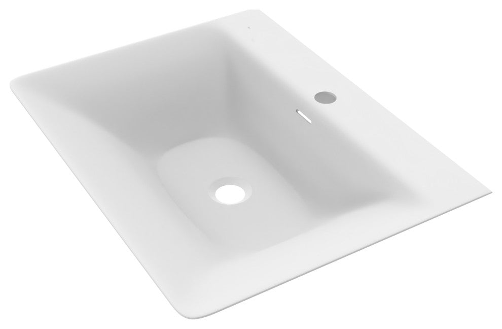CastelloUSA Carmella Minimalist Wall Mount Bathroom Sink, White, 24''