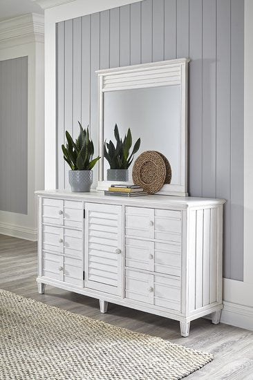 Cane Bay Louvered Door Dresser and Mirror