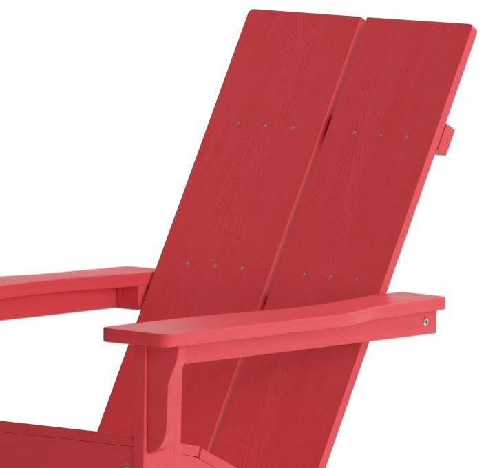 Finn Set of 2 Outdoor Rocking Adirondack Chair-Rust Resistant Hardware, Red