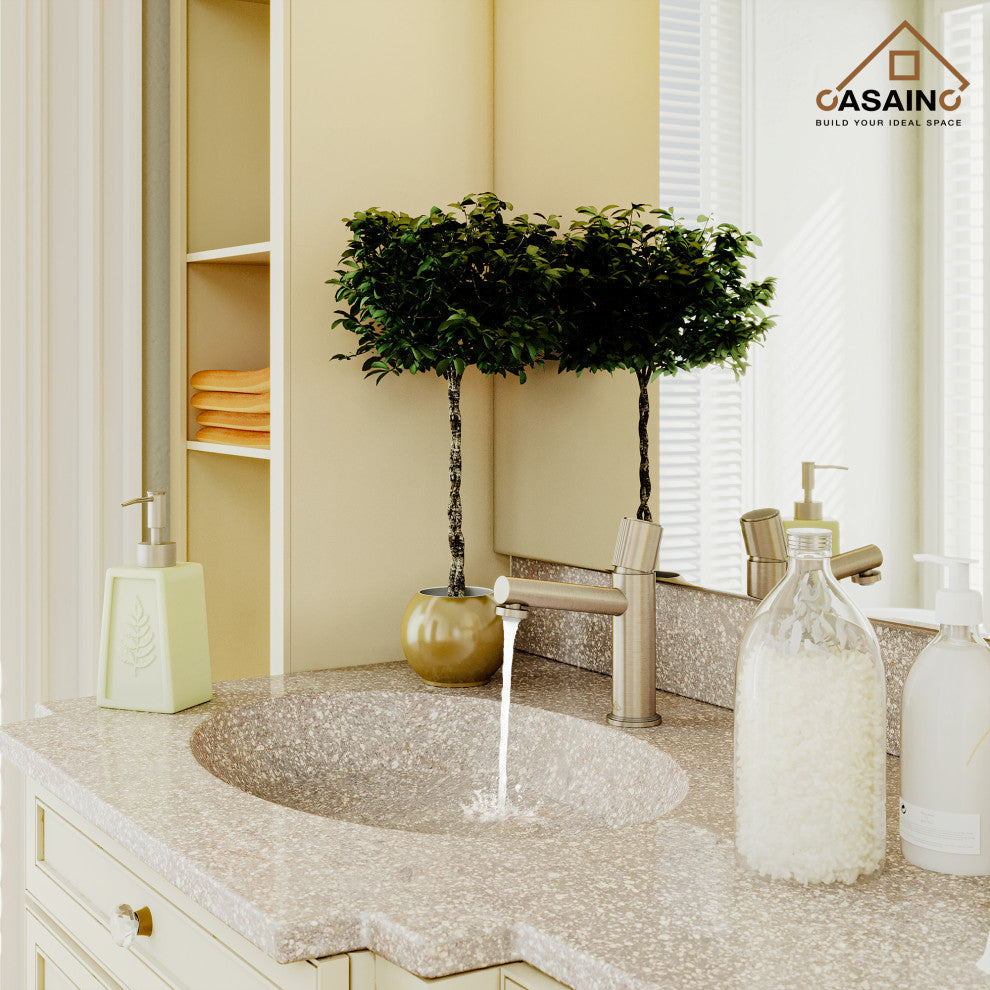 Brushed Champagne Gold Single Handle Sink Faucet with Pop-Up Drain