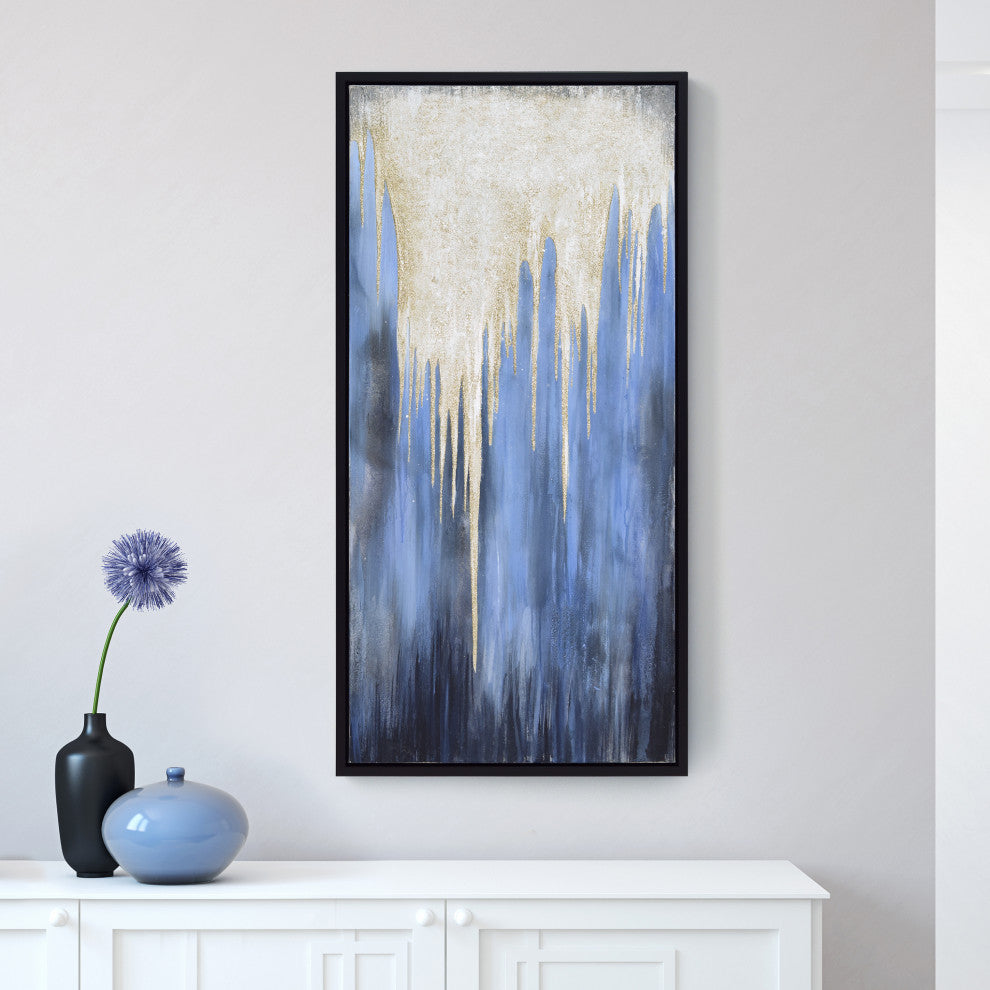 Snowy Drip 1 Textured Metallic Hand Painted Framed Wall Art by Martin Edwards