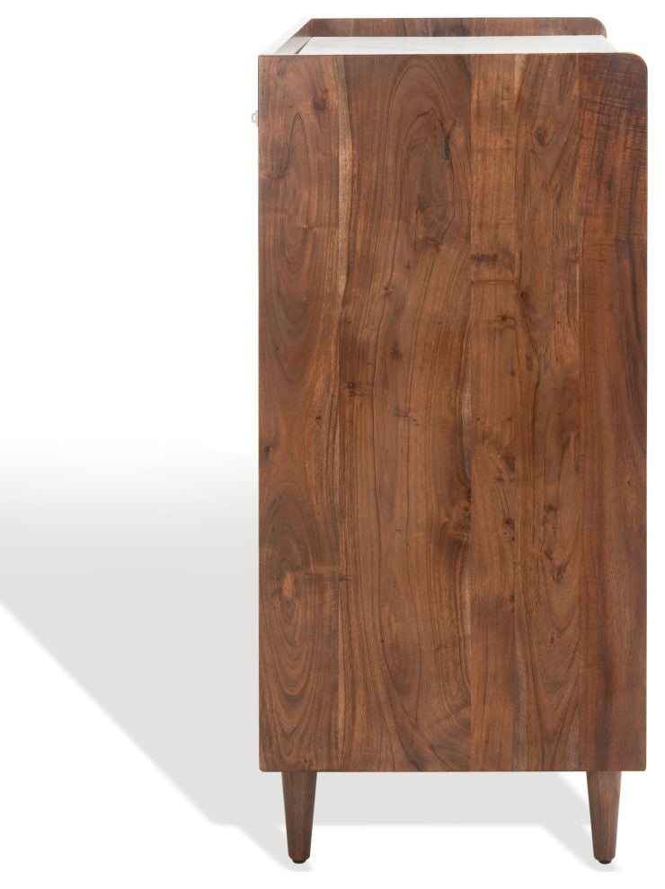 Safavieh Couture Milana Marble Bar Cabinet, Walnut/White