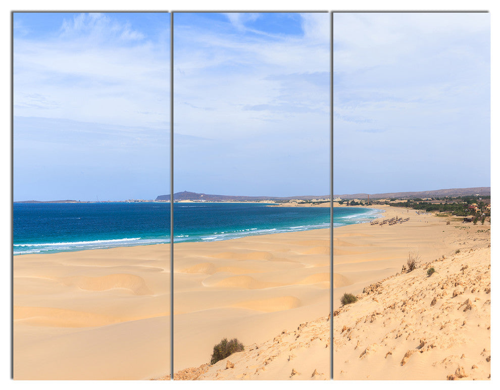 Sea and Clouds in Blue Sky, Seashore Triptych Canvas Art Print, 36x28, 3 Panels