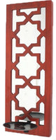 17" x 5" x 6" Red, Wooden Cross Candle Holder Sconce