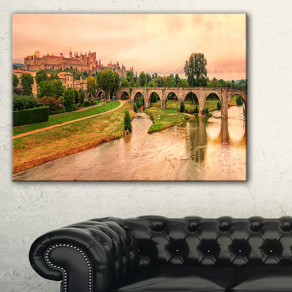 "Cite De Carcassonne" Panorama Landscape Wall Art, 32"x16"