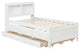 Full/Twin Wood Frame Platform Bed with Trundle and Drawers, White, Twin