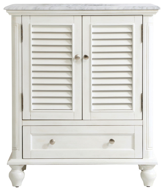 Home Living Single Bathroom Vanity, Antique White, 30"