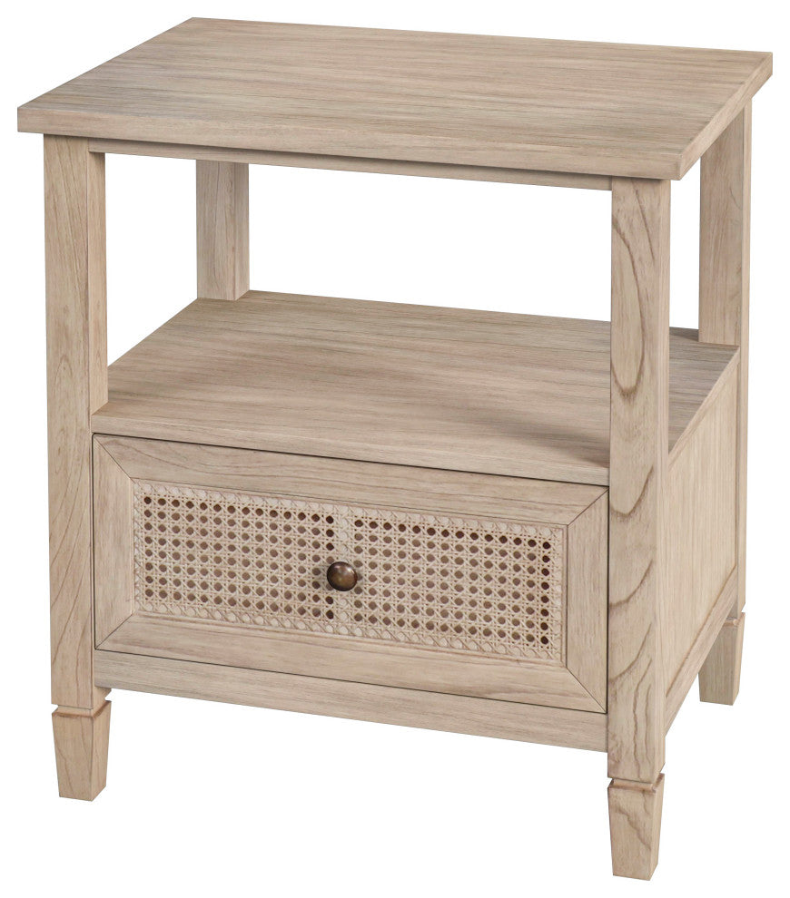 Flagstaff 1-Drawer Cane Nightstand, Natural