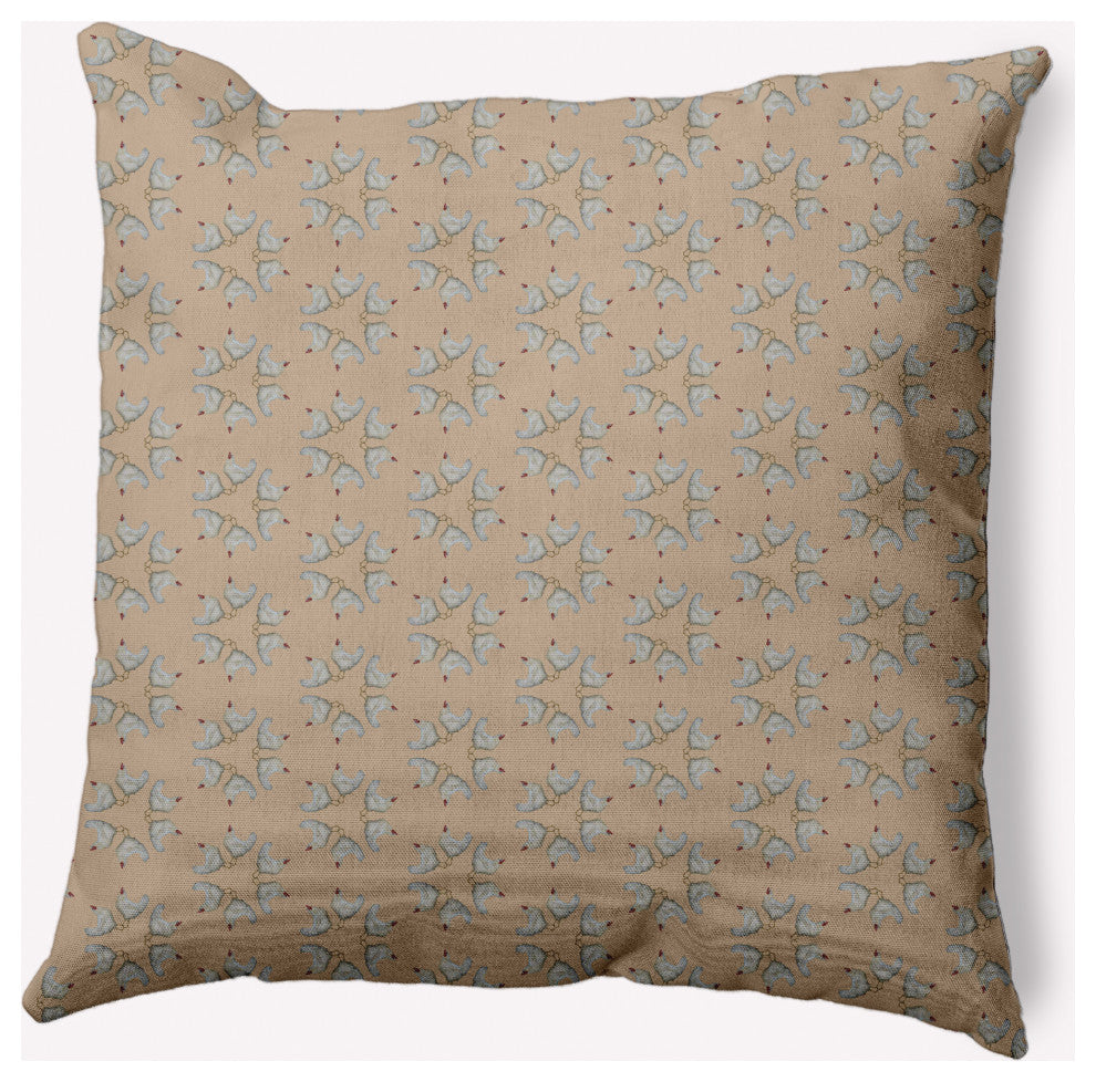 Chickens-go-round Easter Decorative Throw Pillow, Basswood Brown, 18x18"