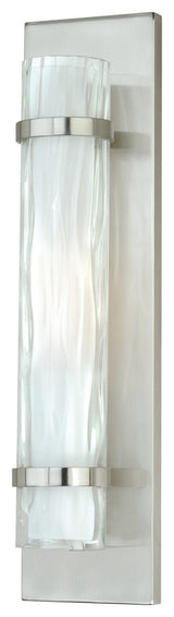 Vilo 4.5-in W 1 Light Matte Black Wall Sconce Light with Full Backplate, Satin Nickel, 4.5-in. W X 18.5-in. H X 4-in. D