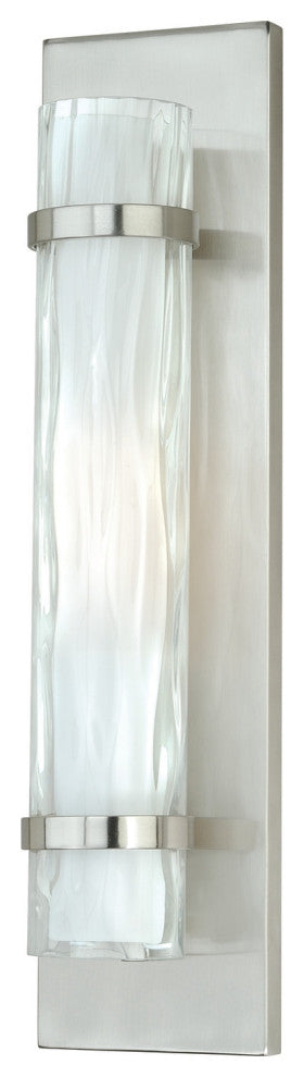 Vilo 4.5-in W 1 Light Matte Black Wall Sconce Light with Full Backplate, Satin Nickel, 4.5-in. W X 18.5-in. H X 4-in. D