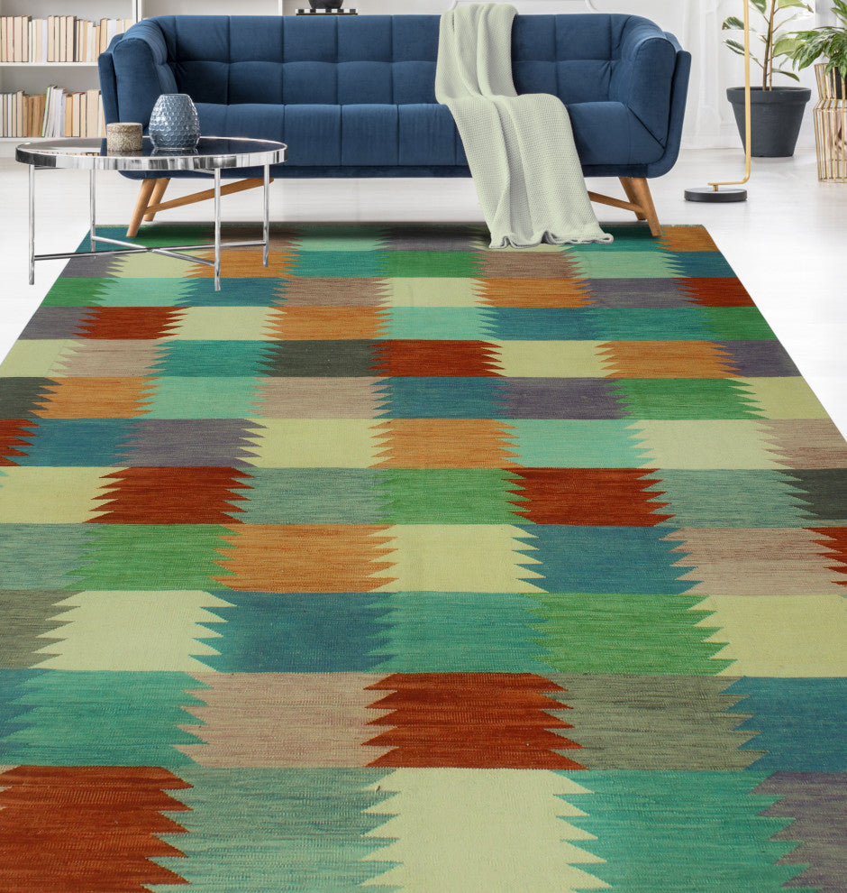 Winchester Kilim Hazrat Rust/Blue Rug, 8'2x9'9