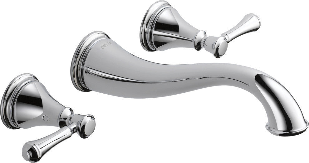 Delta Cassidy Two Handle Wall Mount Bathroom Faucet Trim, Chrome, T3597LF-WL
