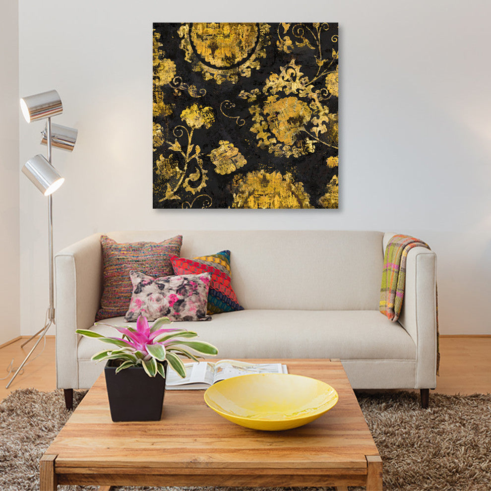 "Adornment In Gold I" by Ellie Roberts, Canvas Print, 12"x12"