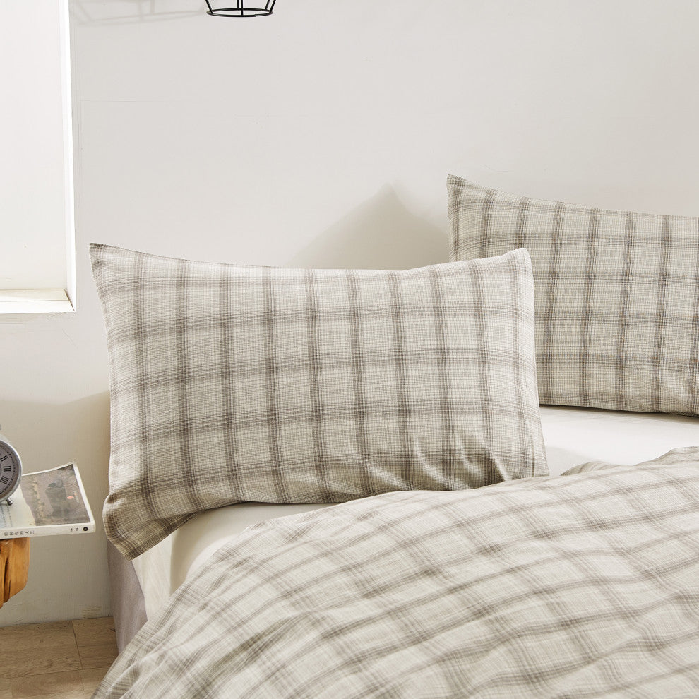 Kolkata Washed Cotton Duvet Set, Grey, 102" X 90