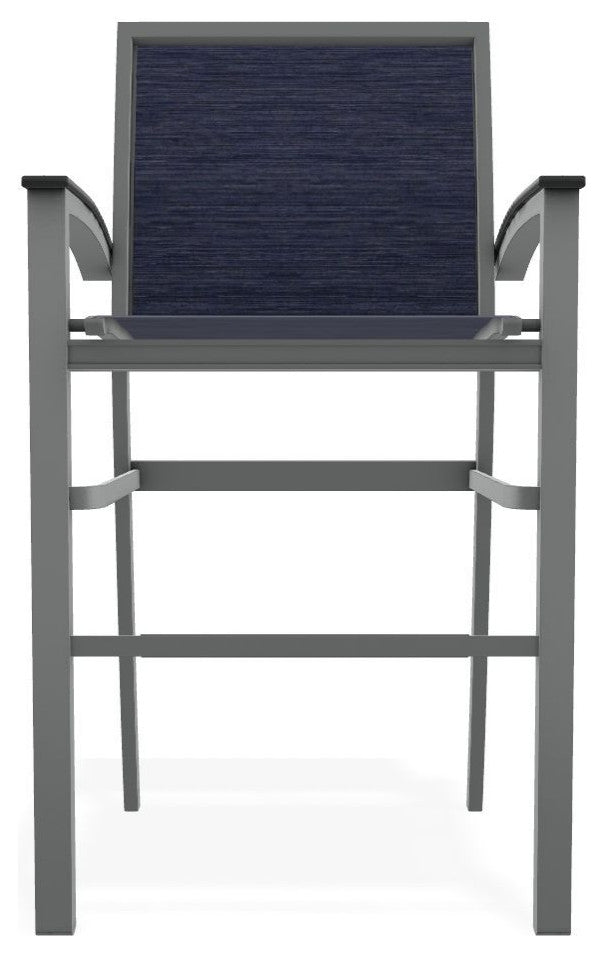 Bazza Sling Bar Height Stackable Outdoor Stool, Collect Indigo/Graphite