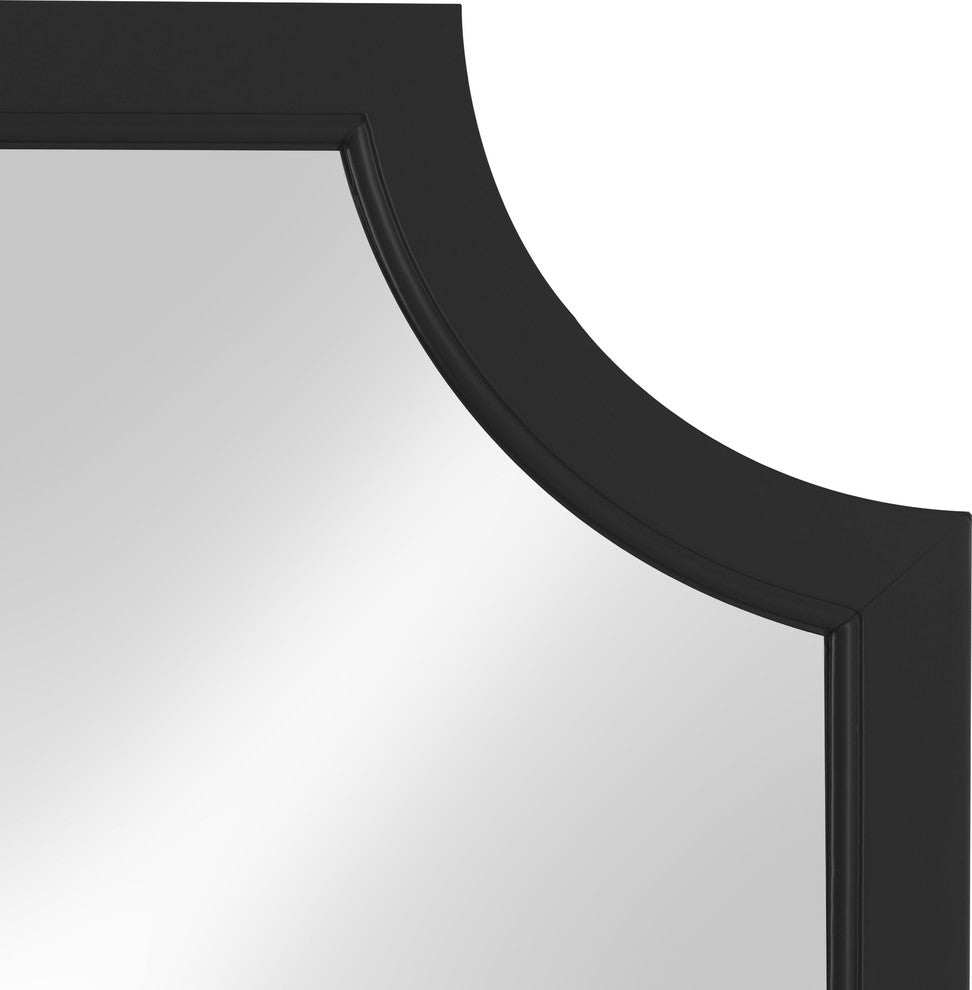 Kate and Laurel, Hogan Wood Framed Mirror With Scallop Corners, 24 x 36", Black