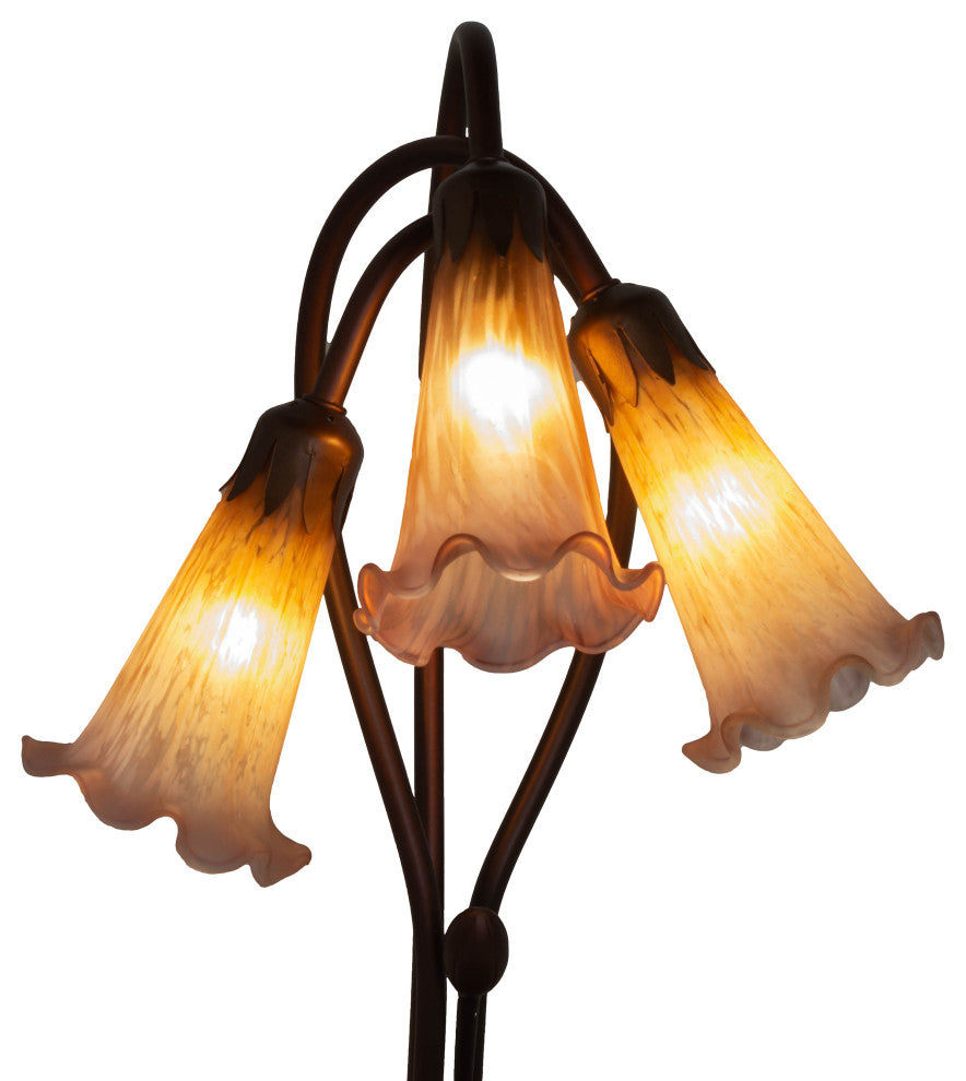 Meyda Lighting 16"H Amber/Purple Pond Lily 3-Light Accent Lamp
