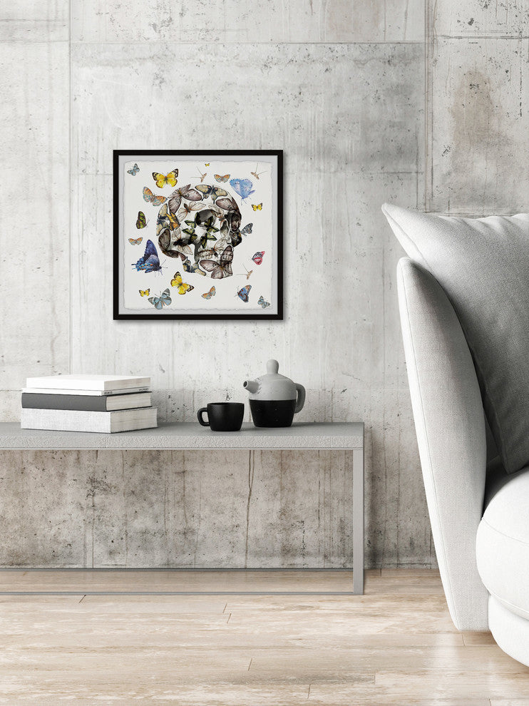 "Butterfly Skull Escape" Framed Painting Print, 18"x18"